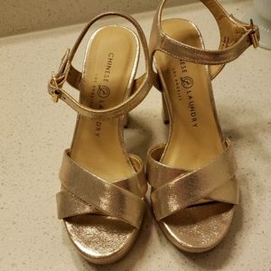 Chinease laundry gold sandals womens 6.5